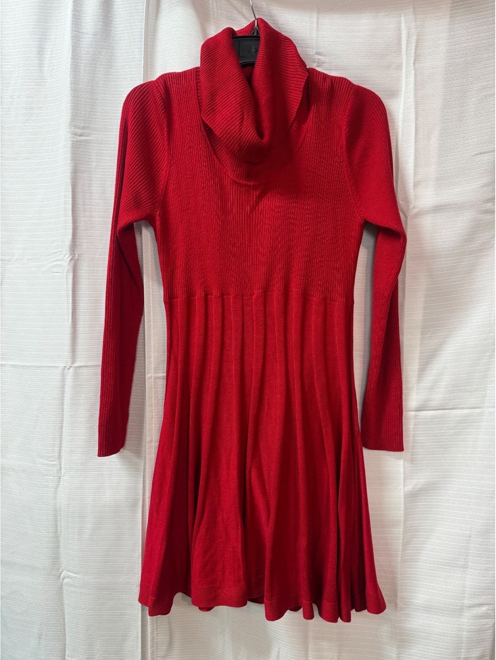 Calvin Klein Red Acrylic Long Sleeve Turtleneck Sweater Dress Large